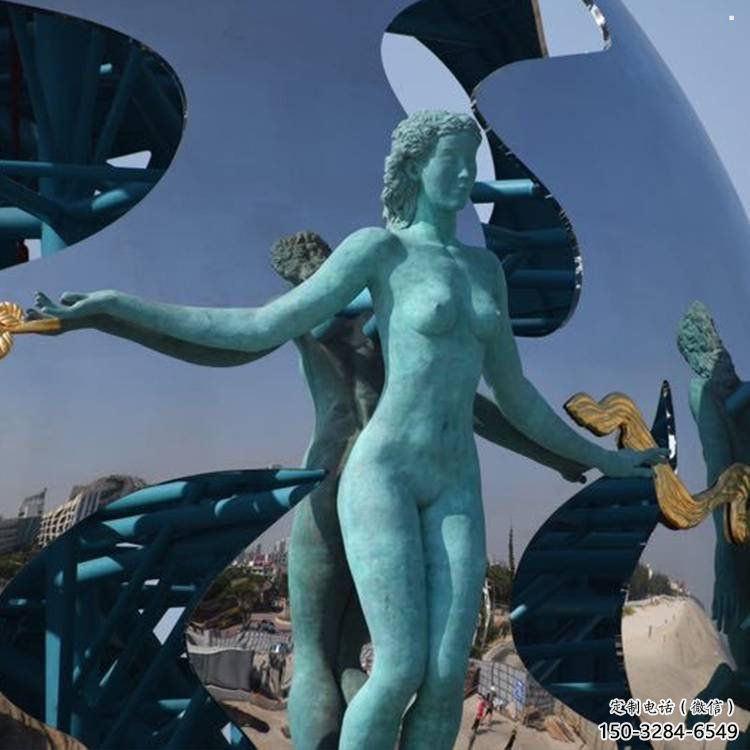 地球雕塑供應，創意雕塑，地球天使雕塑制作廠家