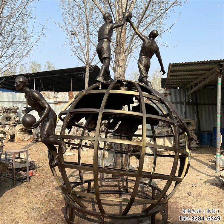 地球儀雕塑系列，城市裝飾，烤漆地球儀人物雕塑優(yōu)選