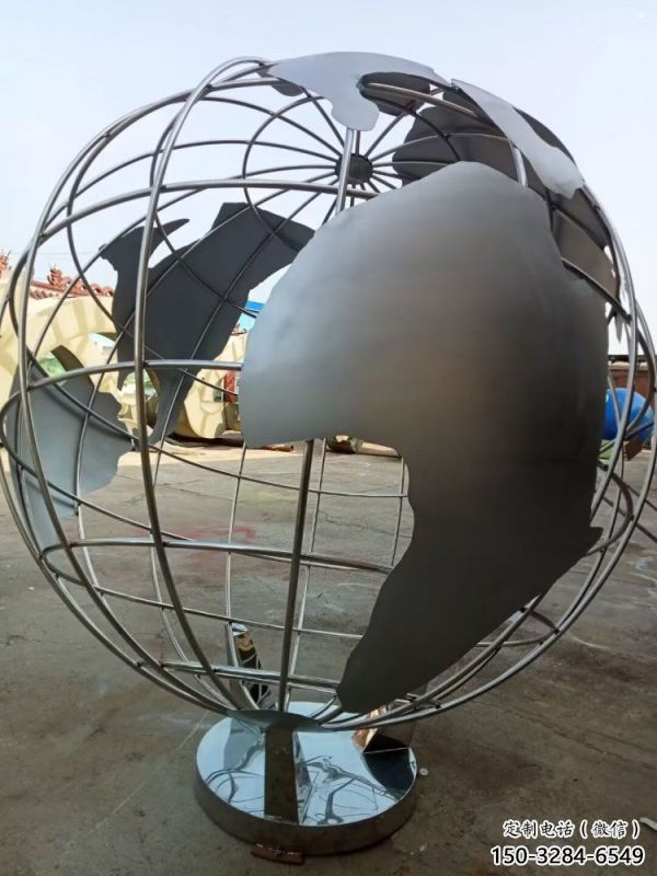 庭院地球儀雕塑，鍍金歐式雕塑，網(wǎng)格形式