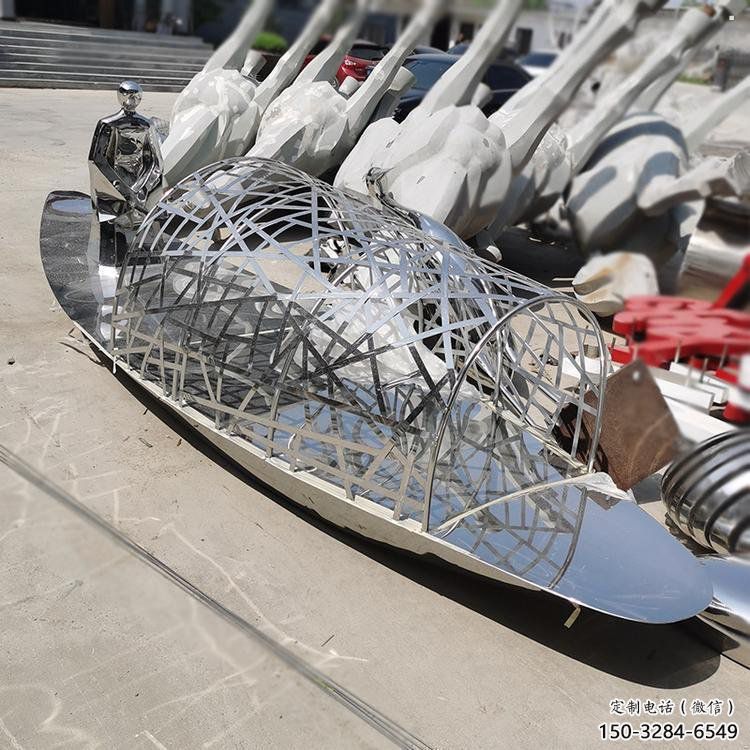 乘船人雕塑定做，廣場(chǎng)系列，不銹鋼乘船人雕塑制作