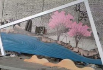 城市標識景墻雕塑，仿真樹背景墻雕塑