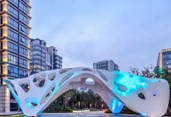 抽象美學(xué)景觀不銹鋼廊架雕塑