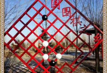 圍棋宣傳欄雕塑，鏤空結(jié)構(gòu)不銹鋼雕塑