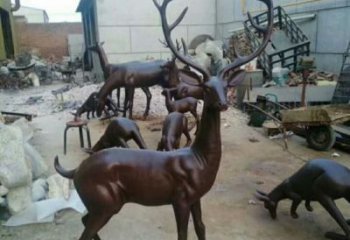 小鹿雕塑專供，景區雕塑，仿銅小鹿雕塑提供