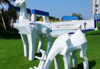 廣場小鹿雕塑制造商，小區擺件，白鋼抽象小鹿雕塑