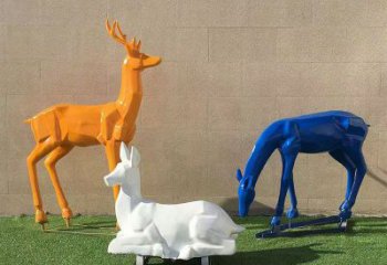 景觀小鹿雕塑制作，園林裝飾，烤漆小鹿雕塑批發(fā)