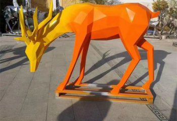 小鹿雕塑訂做，景區(qū)雕塑，烤漆小鹿雕塑定價(jià)