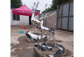 廣場(chǎng)小鹿雕塑批發(fā)，廣場(chǎng)系列，鏡面小鹿雕塑定價(jià)