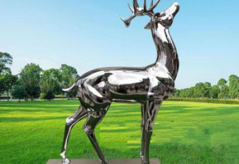 景觀小鹿雕塑供需，白鋼制作，大型鏡面小鹿雕塑公司