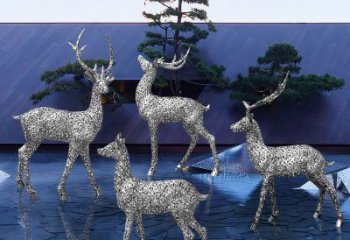 梅花鹿雕塑工廠，城市裝飾，景觀鏤空梅花鹿雕塑供給