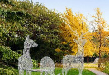 制造小鹿雕塑專供，地標擺件，鏤空小鹿雕塑訂做