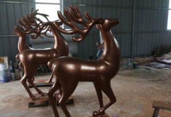 景觀小鹿銅雕塑定價(jià)，廣場(chǎng)雕塑，小鹿銅雕塑制作