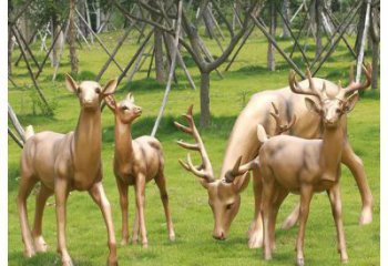 銅小鹿雕塑訂做，景區案例，藝術小鹿銅雕塑定制