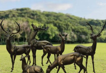 銅小鹿雕塑定制，市標雕塑，公園小鹿銅雕塑