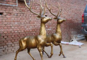 銅小鹿雕塑特供，標識雕塑，小鹿銅雕塑生產