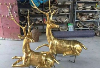 仿古馴鹿雕塑，鍍銅海洋雕塑，鍍銅工藝