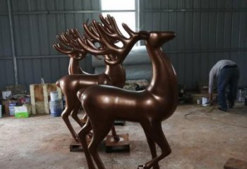 街道馴鹿雕塑，鑄銅農耕雕塑，古銅效果