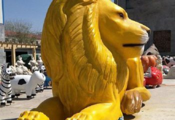 抽象型獅子雕塑，彩繪效果，玻璃鋼材質(zhì)結(jié)構(gòu)