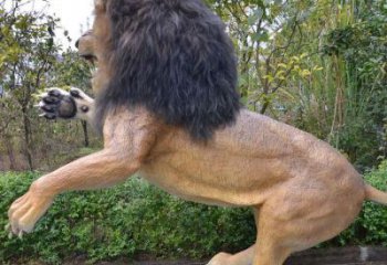 園林獅子雕塑，立體仿真效果，玻璃鋼彩繪動(dòng)物雕塑