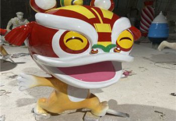 吉祥物動(dòng)物雕塑，卡通獅子雕塑，玻璃鋼彩繪效果