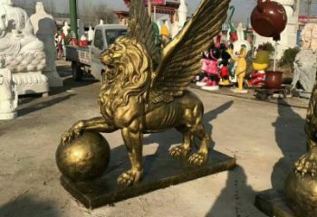 景觀(guān)獅子雕塑供求，抽象設(shè)計(jì)元素，仿銅飛獅雕塑觀(guān)賞型