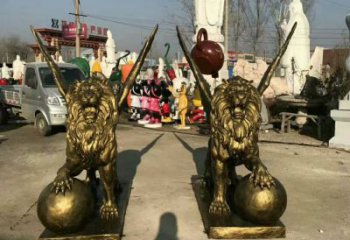 景觀(guān)獅子雕塑制造商，動(dòng)物雕塑，飛獅雕塑供給
