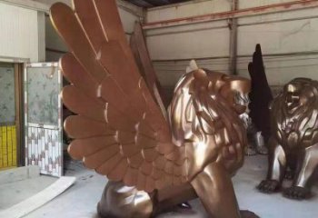 景觀(guān)獅子雕塑造型選用，美陳雕塑，抽象飛獅雕塑標(biāo)準(zhǔn)