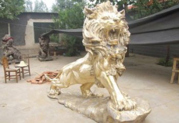 景區(qū)獅子雕塑觀賞型，公園小品，景觀走獅雕塑生產(chǎn)商