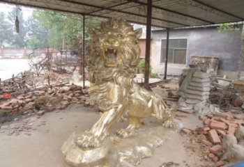 門口獅子雕塑點擊，地標(biāo)動物擺件，走獅雕塑承接