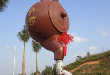 藝術水景吊壺雕塑，園林裝飾，鋼結構吊壺雕塑制造廠家