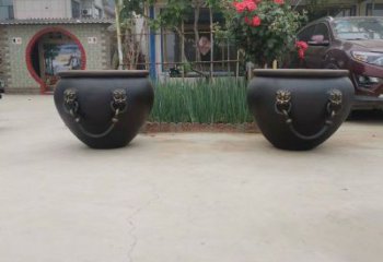 景觀太平缸雕塑-鑄銅缸雕塑