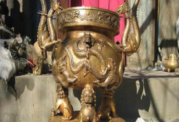 盤龍象形爐香爐雕塑