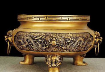 鑄銅三足圓鼎宣德爐雕塑