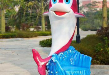 海豚坐凳雕塑，卡通動物雕塑，抽象效果