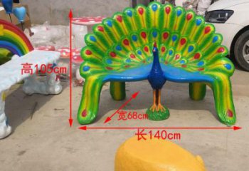 孔雀坐凳雕塑，彩繪景觀雕塑，動物美陳系列