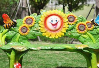 向日葵坐凳雕塑，美陳景觀雕塑，抽象主題