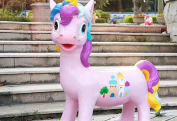 小馬坐凳雕塑，卡通景觀雕塑，動物景觀美陳