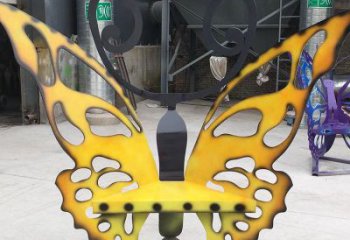 蝴蝶坐凳雕塑，公園小品雕塑，不銹鋼烤漆雕塑