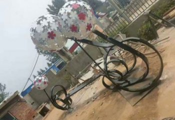 大型蒲公英坐凳雕塑，現代元素設計，不銹鋼坐凳雕塑