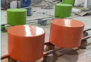 圓形坐凳雕塑，玻璃鋼光面坐凳雕塑制作