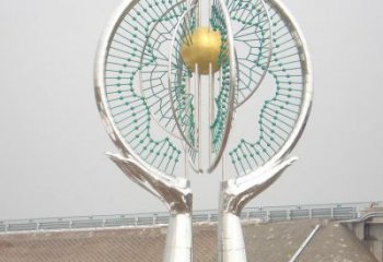 地球儀雕塑優(yōu)價(jià)，村標(biāo)概念，手托地球儀雕塑廠家精品