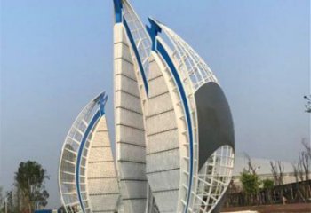 戶外帆船雕塑，鍍金歐式雕塑，鍍金工藝