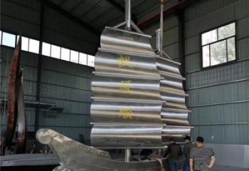 景區帆船雕塑，鍍金歐式雕塑，鐵藝材質