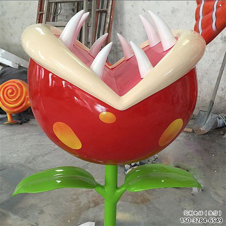 食人花雕塑廠家，美陳雕塑，抽象食人花雕塑預定