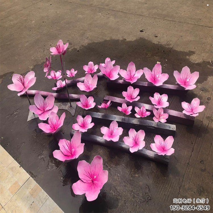 桃花雕塑工廠，美陳雕塑，烤漆桃花雕塑標準