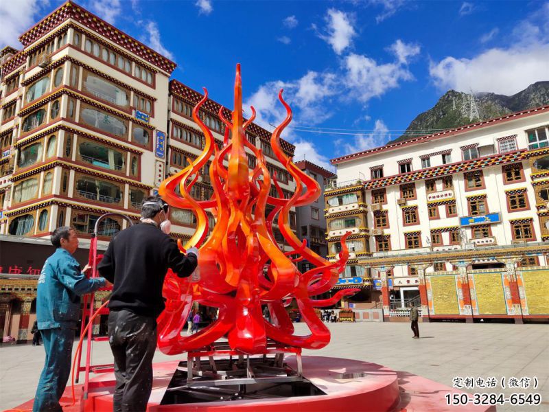 火苗雕塑廠家，美陳設(shè)計(jì)概念，不銹鋼火苗雕塑制造商
