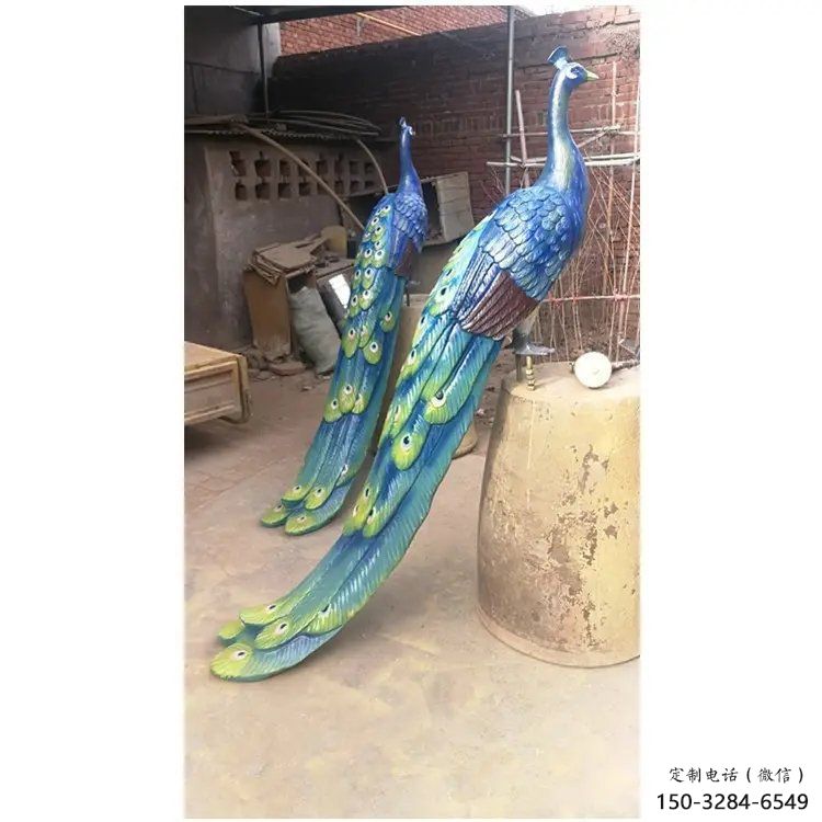 彩繪孔雀景觀批發(fā)，景觀雕塑，仿真孔雀雕塑定價