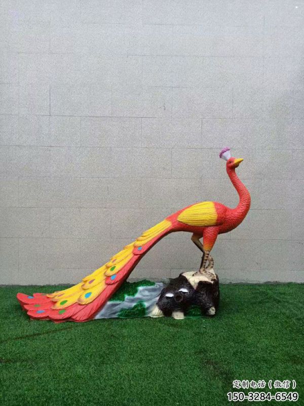 門口彩繪孔雀雕塑點擊，地標擺件，仿真孔雀雕塑廠家
