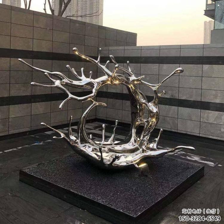 庭院海浪雕塑，鍍金歐式雕塑，鏡面形式