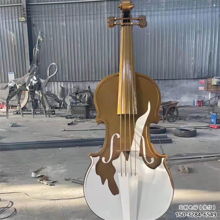 大提琴雕塑展品，室外軟裝，展示不銹鋼大提琴雕塑訂做
